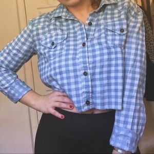 Cropped blue flannel